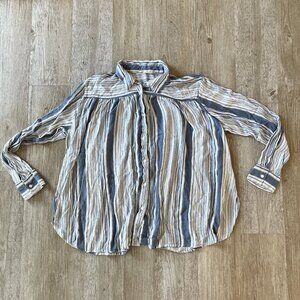 Womens Vanilla Star Blue Stripe Button Up - L